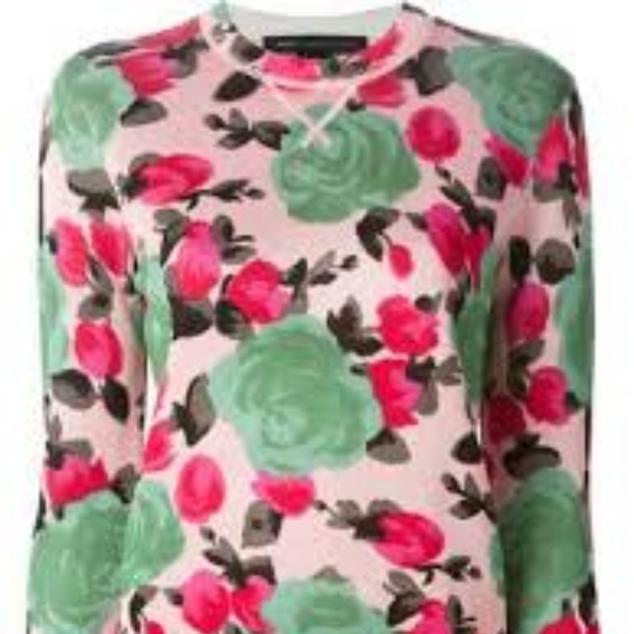 Floral Women's Sweater - Pink and Green - Picture 1 of 4